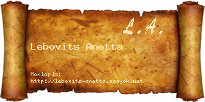 Lebovits Anetta névjegykártya
